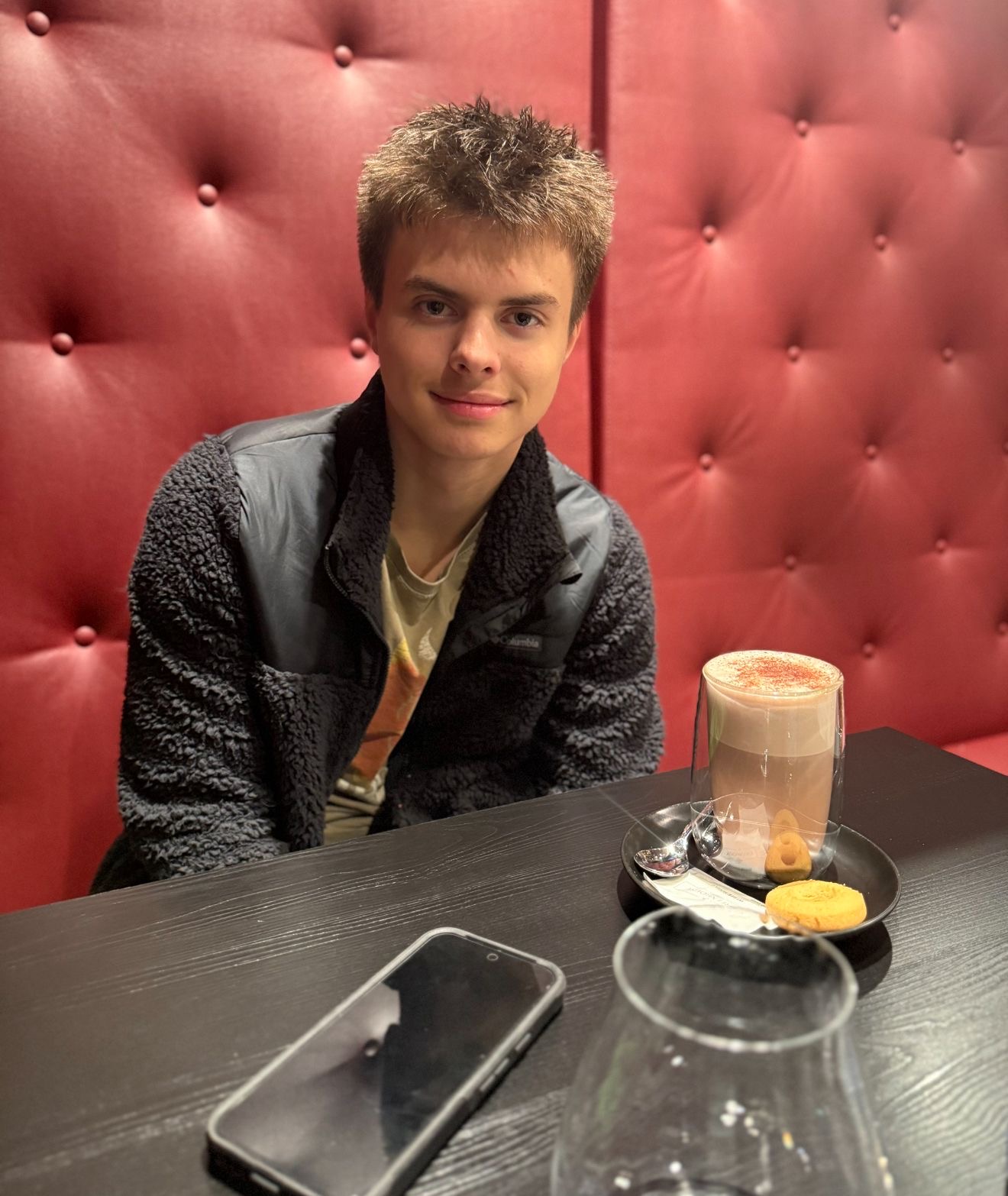 Alex moggin' a cappuccino